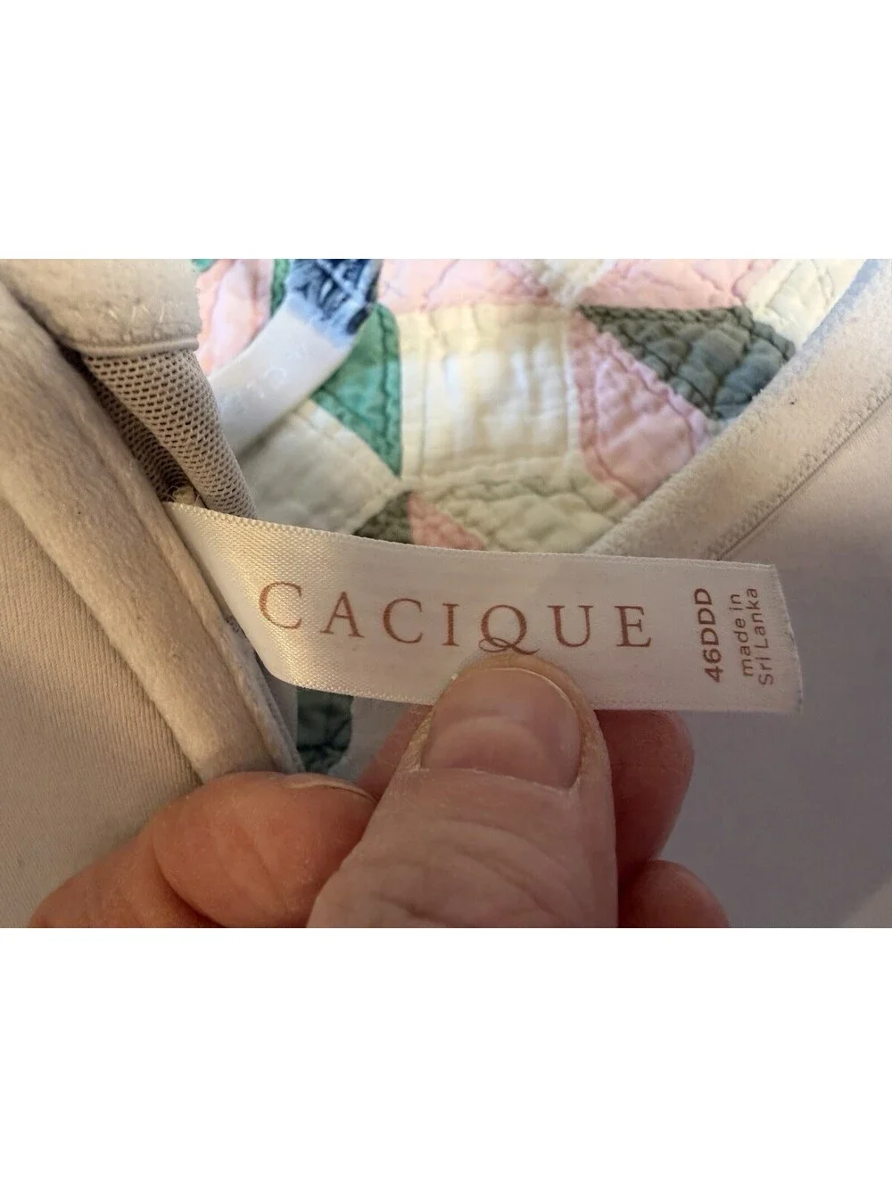 Cacique Blue Tropical Leaf Print Boost Plunge Front Close Bra 46DDD GUC
